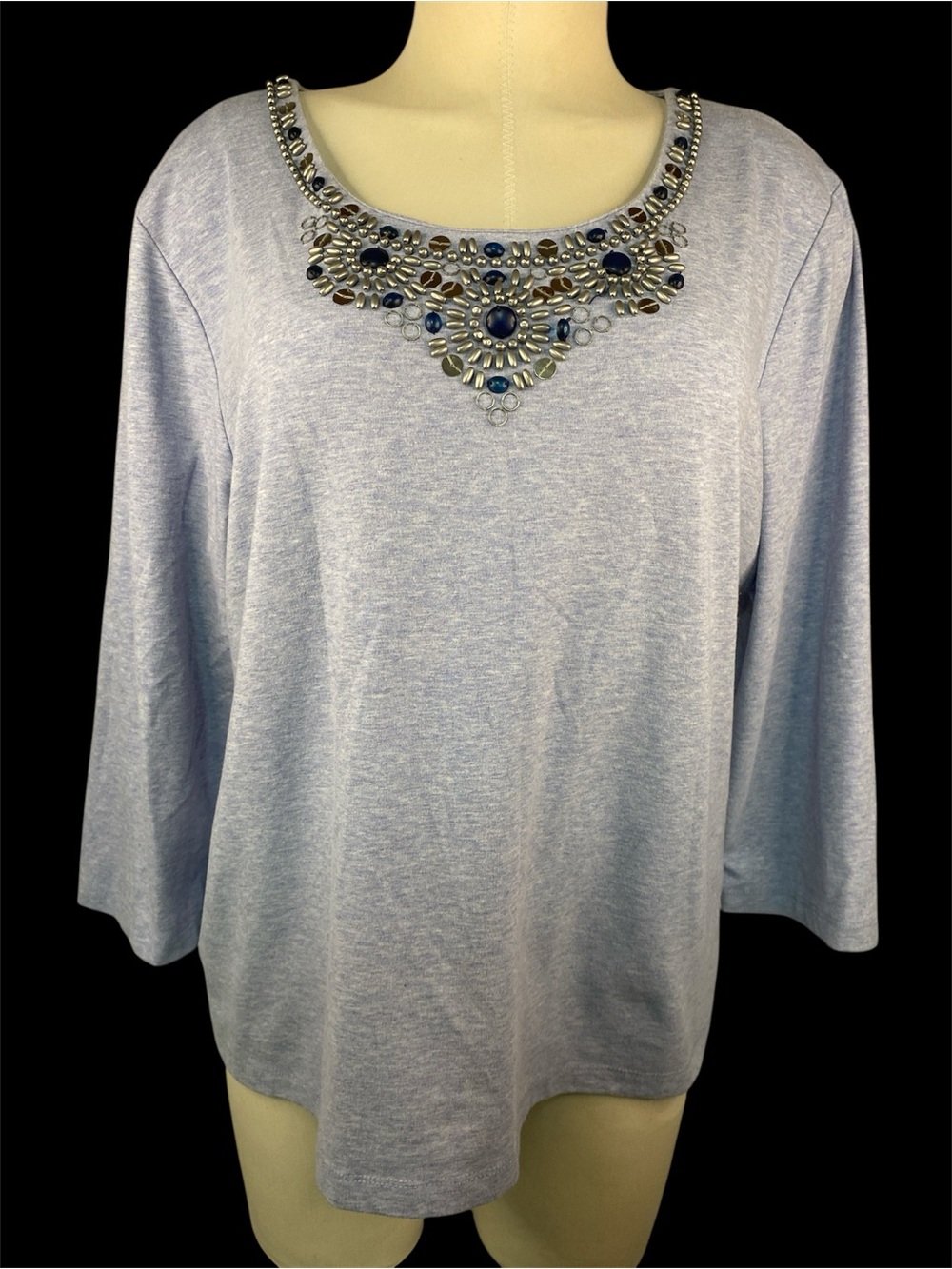 Ruby Rd. Light Blue Long-Sleeve Jewel-Neck Top Women’s XL